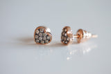SMALL BROWN DIAMOND HEART EARRINGS