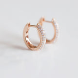 MINI HOOPS WITH PAVE WHITE DIAMONDS