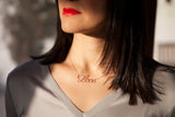 LOVE SCRIPT NECKLACE WITH WHITE DIAMONDS