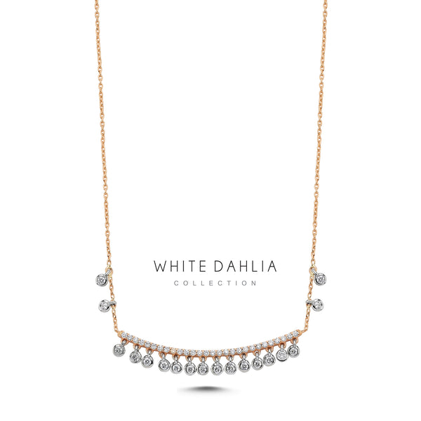 DANGLE STUDS NECKLACE WITH WHITE DIAMONDS