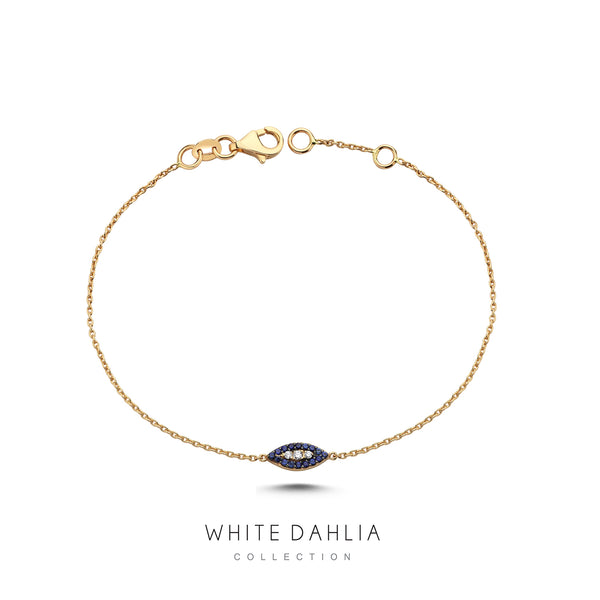 EVIL EYE BRACELET WITH BLUE SAPPHIRE & DIAMONDS