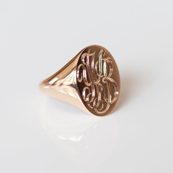 ENGRAVEABLE OVAL SIGNET RING