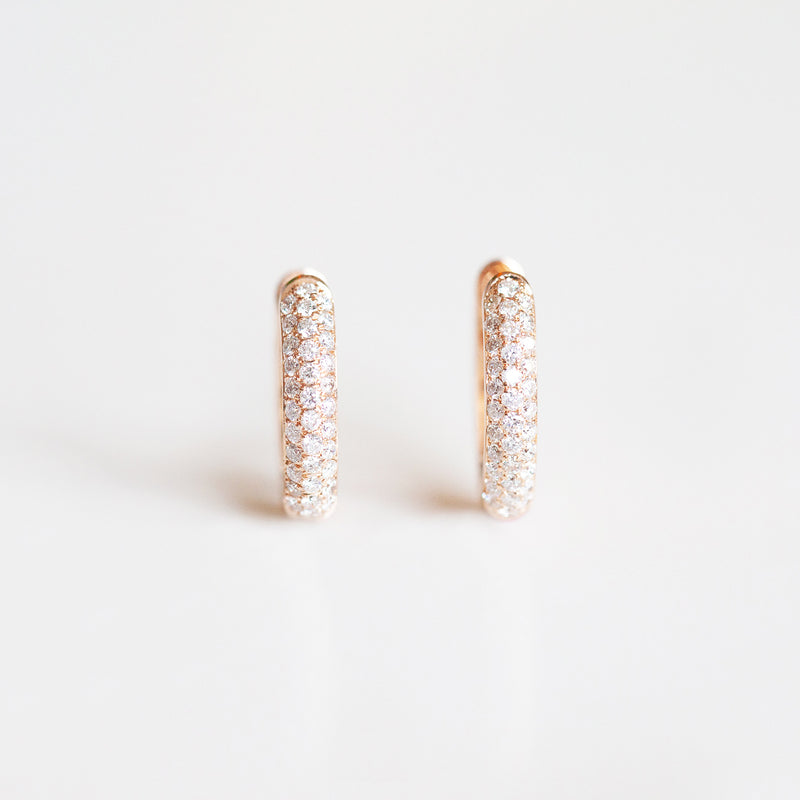 MINI HOOPS WITH PAVE WHITE DIAMONDS