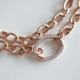 LONG LINK CHAIN NECKLACE WITH DIAMOND LOCK