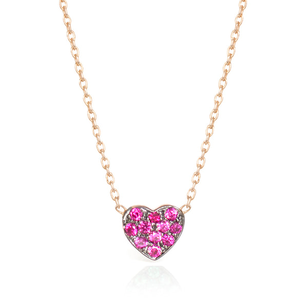 SMALL RUBY HEART NECKLACE