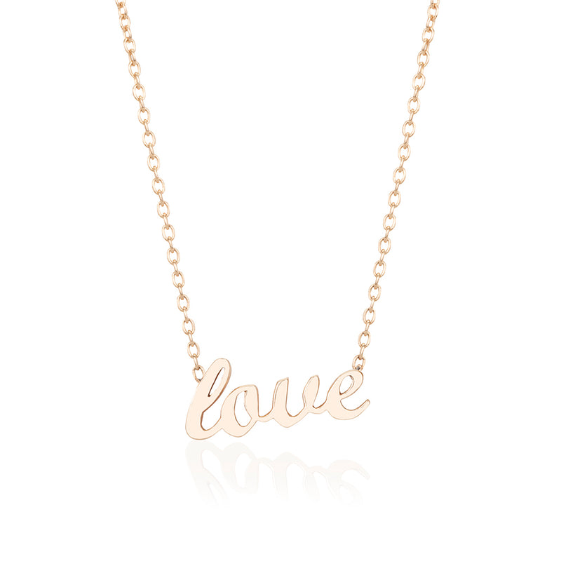 14K Yellow Gold Diamond Love Script necklace – Jewelry by Artwark